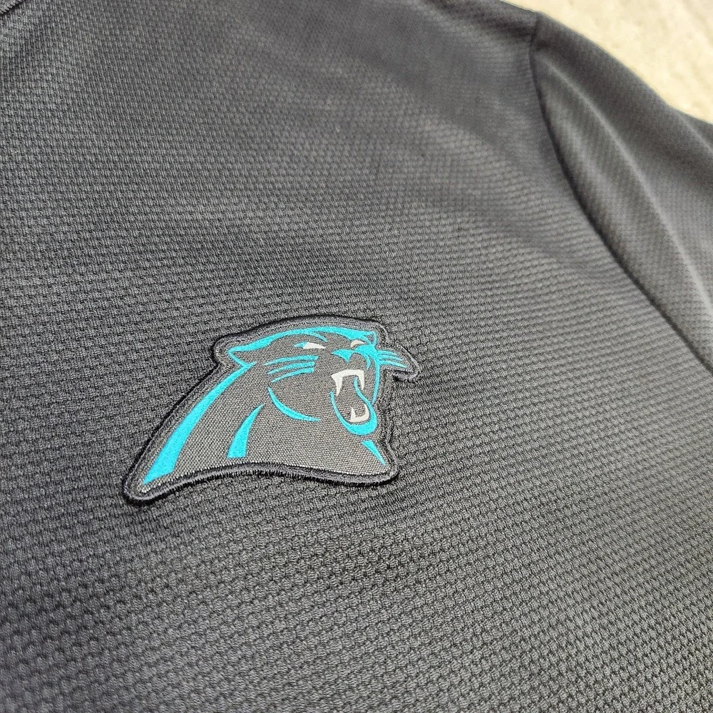 Carolina Panthers Shirt Men Large Blade Collar Nike Polo Dri Fit On Field Black